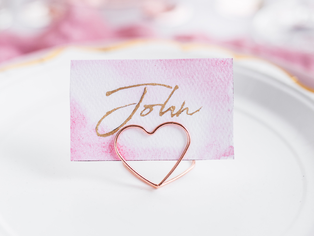 Tischkarten-Halter Herzen, roségold, 2,5 cm, 10 Stück