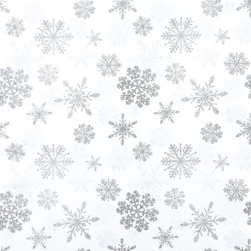 20 Servietten - Snow Crystals Silver - 33x33cm - 3-lagig