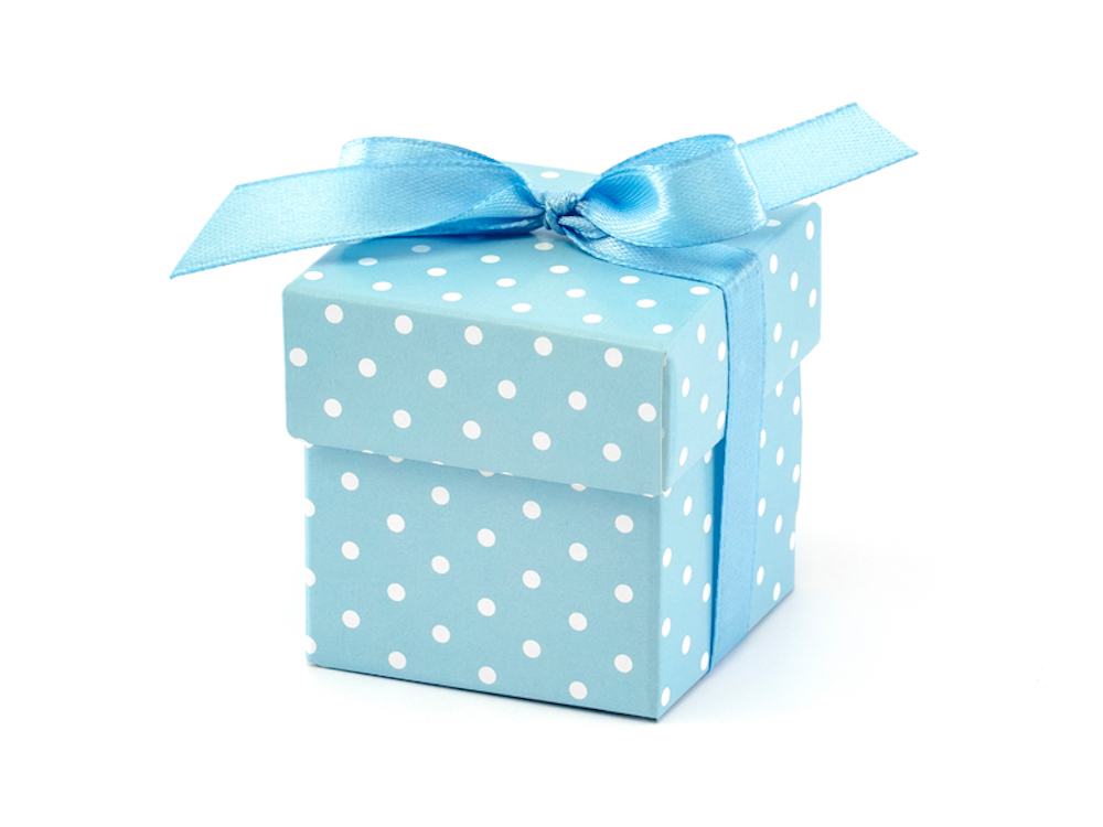 Geschenkboxen, Punkte hellblau, 5,2cm, 10 Stück