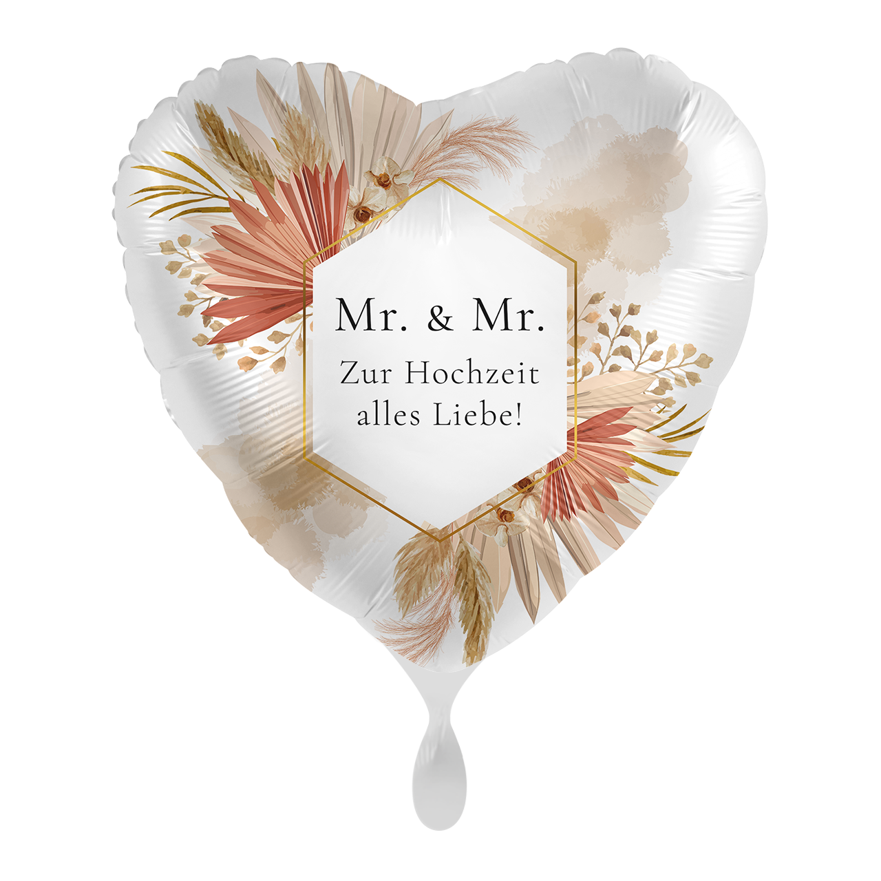 Folienballon Herz - Bohemian Florals Wedding Mr. & Mr. - 43cm