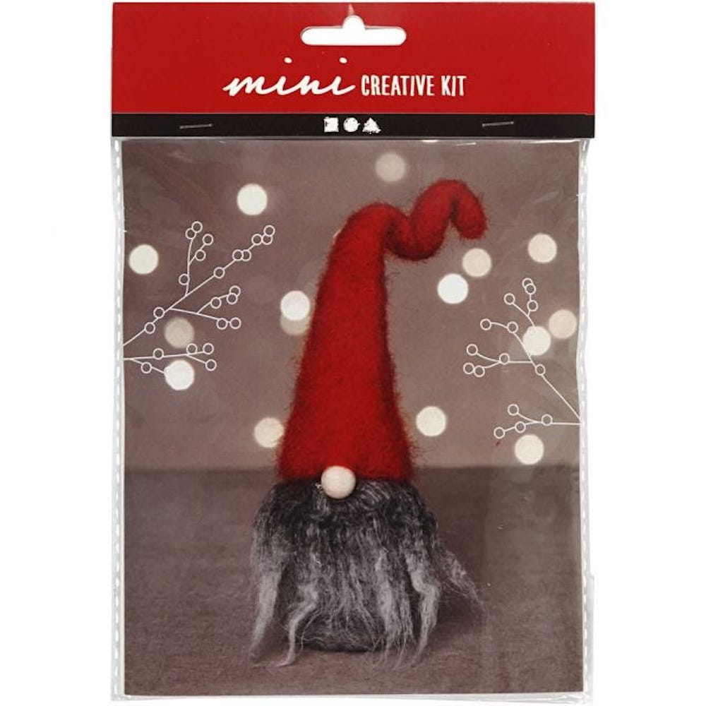 Mini-Kreativset, Weihnachtswichtel mit grauem Bart, H: 13 cm