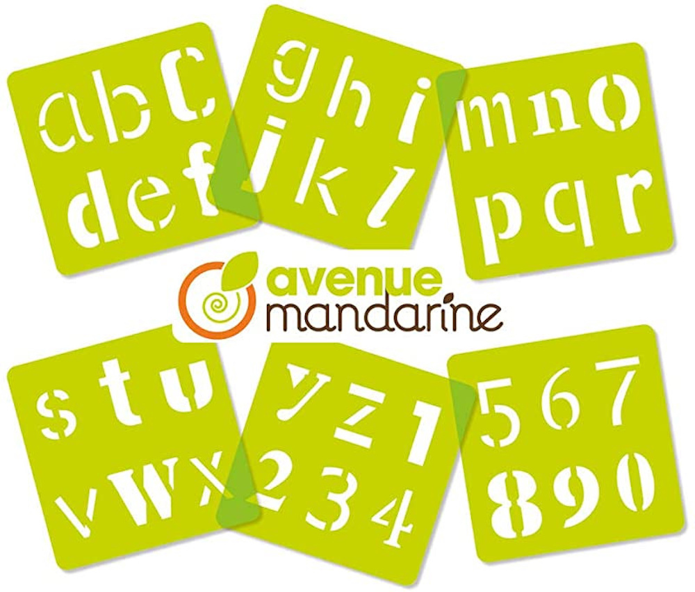 Avenue Mandarine, Set mit 6 Schablonen 15 x 15 cm für Kinder, Alphabet Fantasy