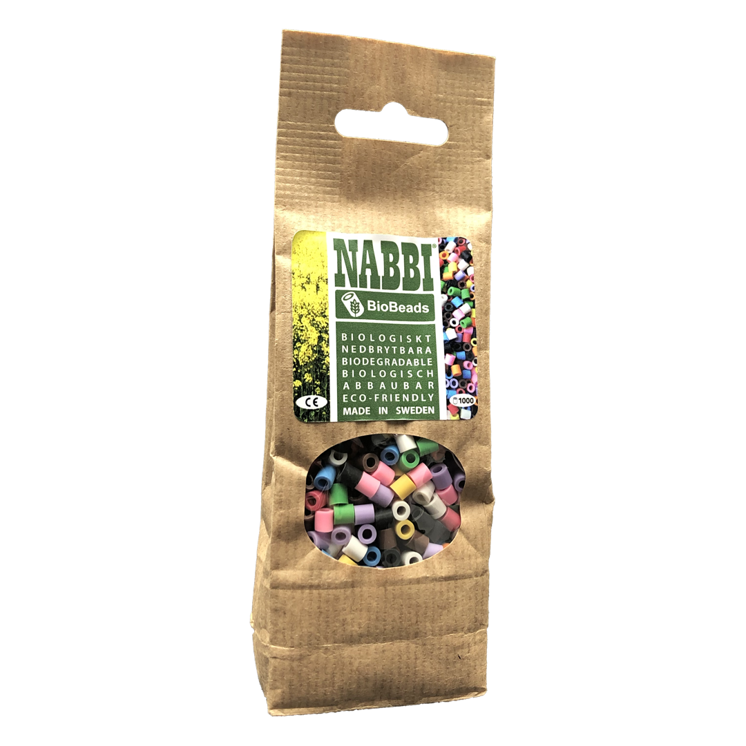 Nabbi® Bio Bügelperlen, 100% kompostierbar, ~Ø 5 x H 5 mm, 1.000 Stk., 10 Farben Mix
