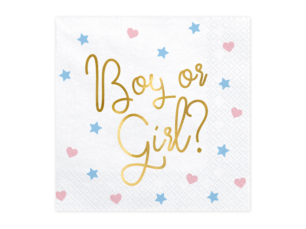 20 Servietten - Boy or Girl - Golddruck - 33x33cm