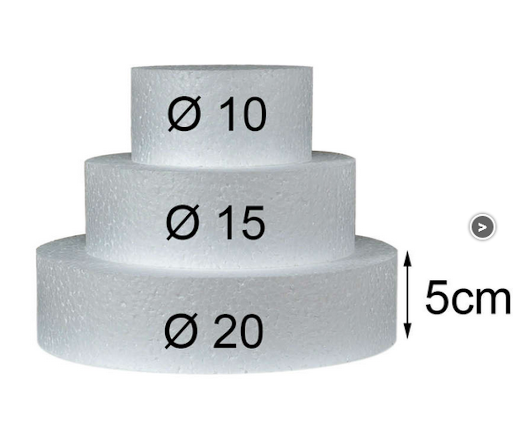 Styroportorte Torte Set rund dreistöckig, H:15cm, 1 Set, 10-20cm, weiß