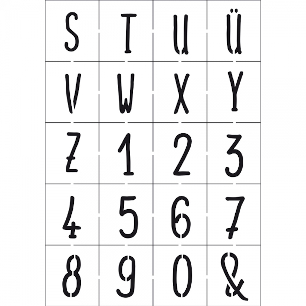 Universal-Schablonen-Set A5 2-tlg. Alphabet + Zahlen modern
