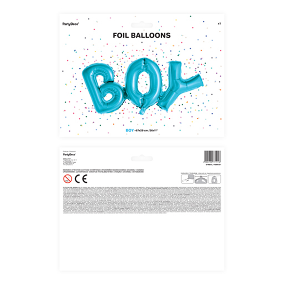 1 Ballon - Schriftzug - BOY - 74 x 33 cm
