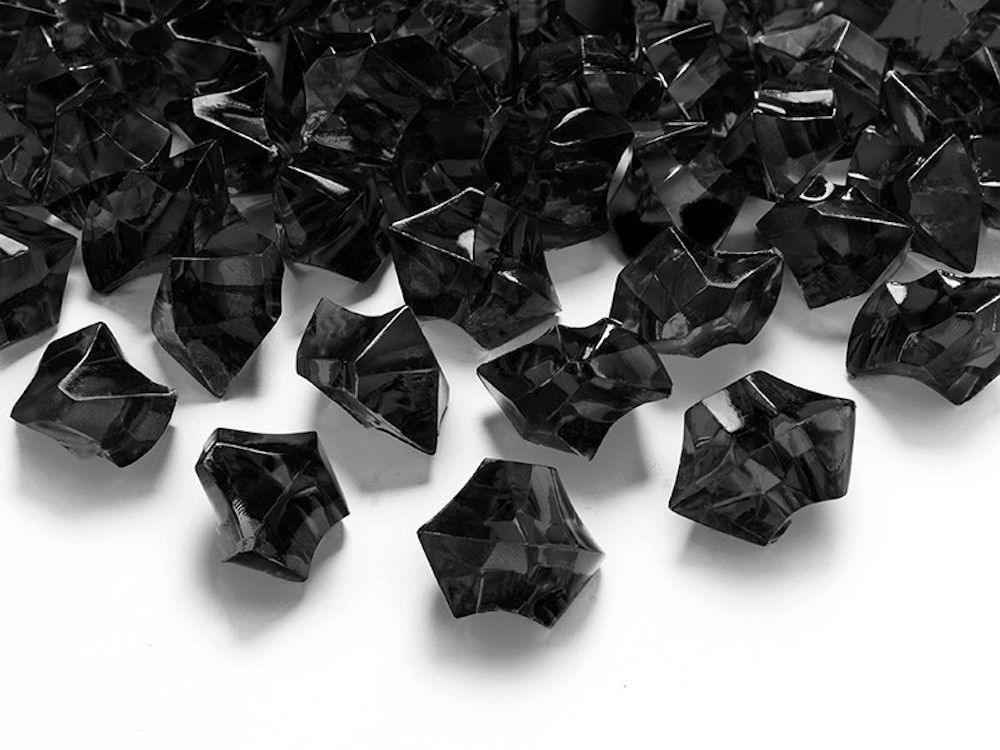 50 dekorative Kristalle - schwarz, ungleichmäßig, 2,5cm