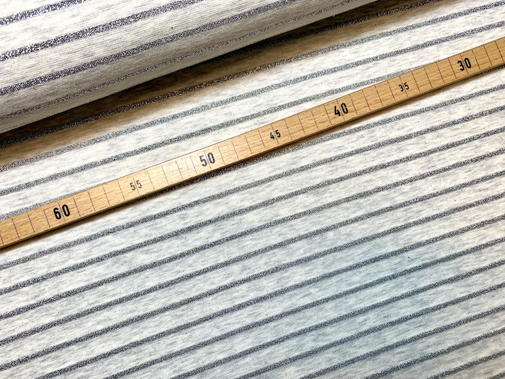 Baumwolljersey - Melange Lurex silber, Meterware (10cm)