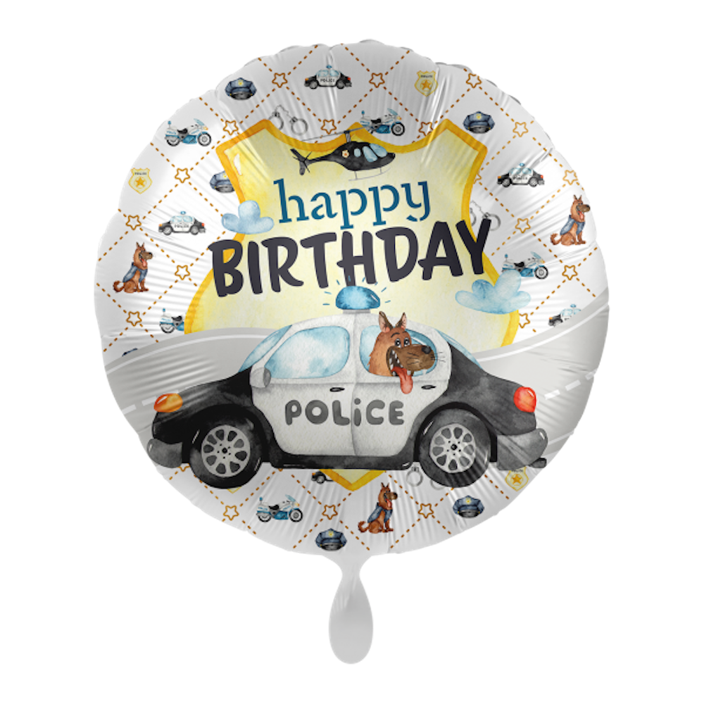 Folienballon rund - Police Academy - Happy Birthday
