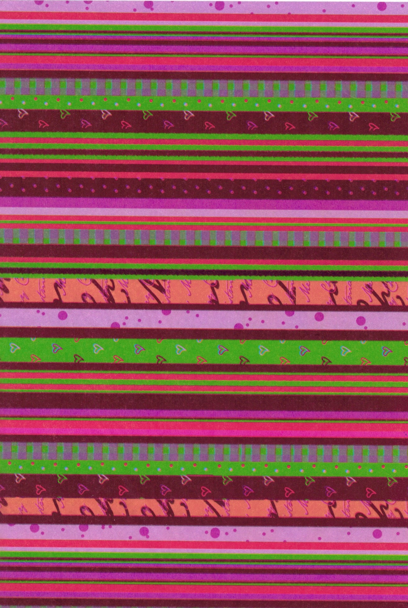 Découpage-Papier, 25x35 cm, 17 g,  Streifen rot-grün-rosa quer, 1 Blatt
