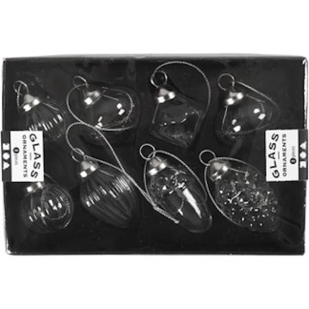 Glaskugeln Zapfen, H: 3,5+5,1 cm, D: 2,8-3 cm, Transparent, 8 Stk/ 1 Pck