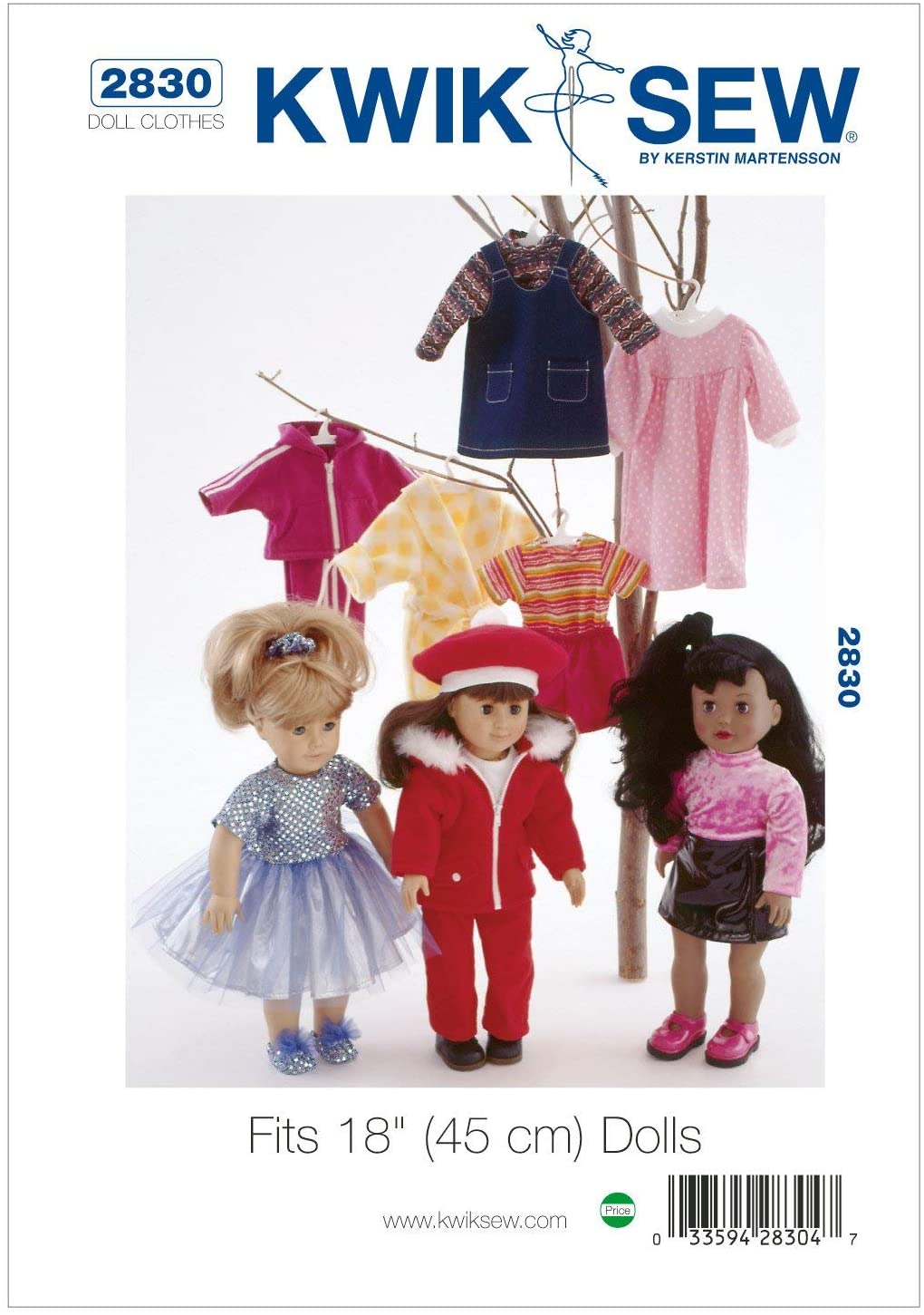 KwikSew® Papierschnittmuster Puppenkleidung für 45cm (18") Puppen, K2830
