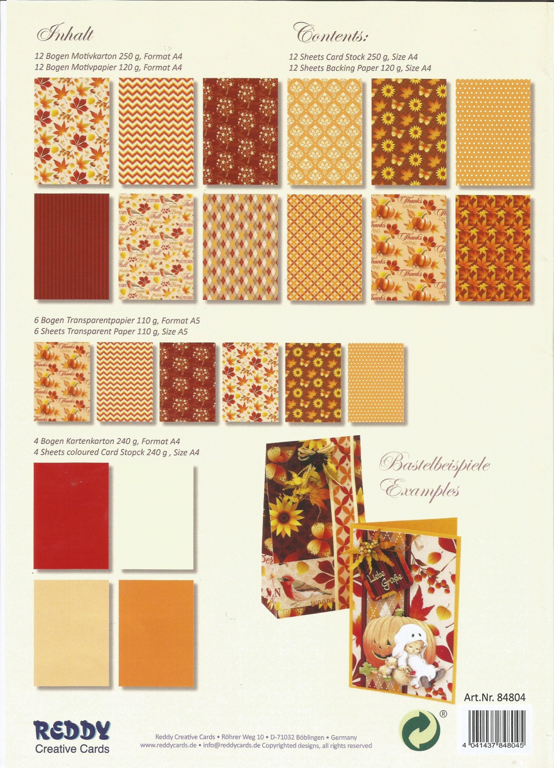 Designerpapier, Fall Woodlands, 34 Bogen verschiedene Größen