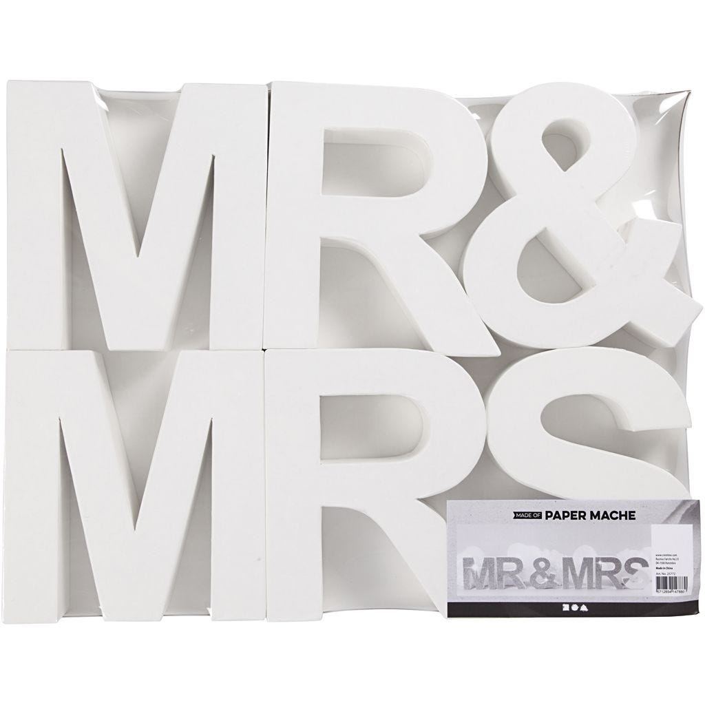 Schriftzug MR & MRS  17,5 cm hoch  4,5 cm tief  weiß
