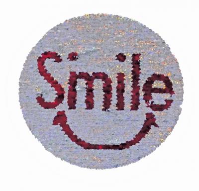 Applikation groß - aufbügelbar Wendepailletten Smile  ca. 20 x 20 cm, 1 Stck.  