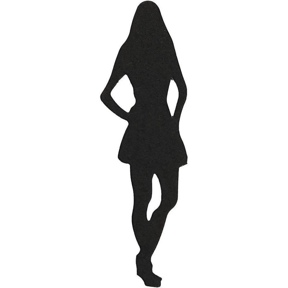 Stanzfigur aus Karton, Junge Frau, Größe 25x80 mm, Schwarz, 10 Stk/ 1 Pck