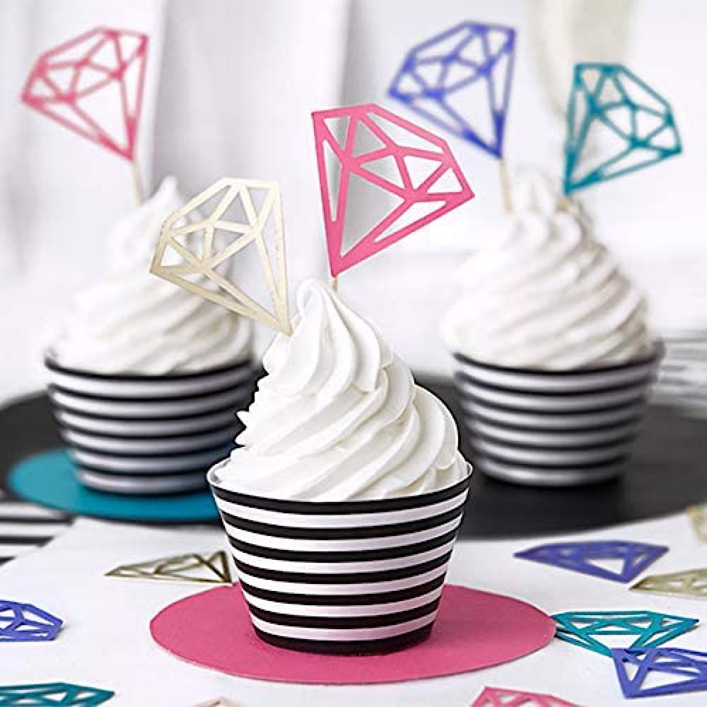 Cupcake Manschetten Schwarz/Weiß gestreift - Diamond Collection