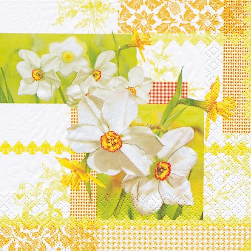 20 Servietten - Narcissus Patchwork - 33x33cm - 3-lagig
