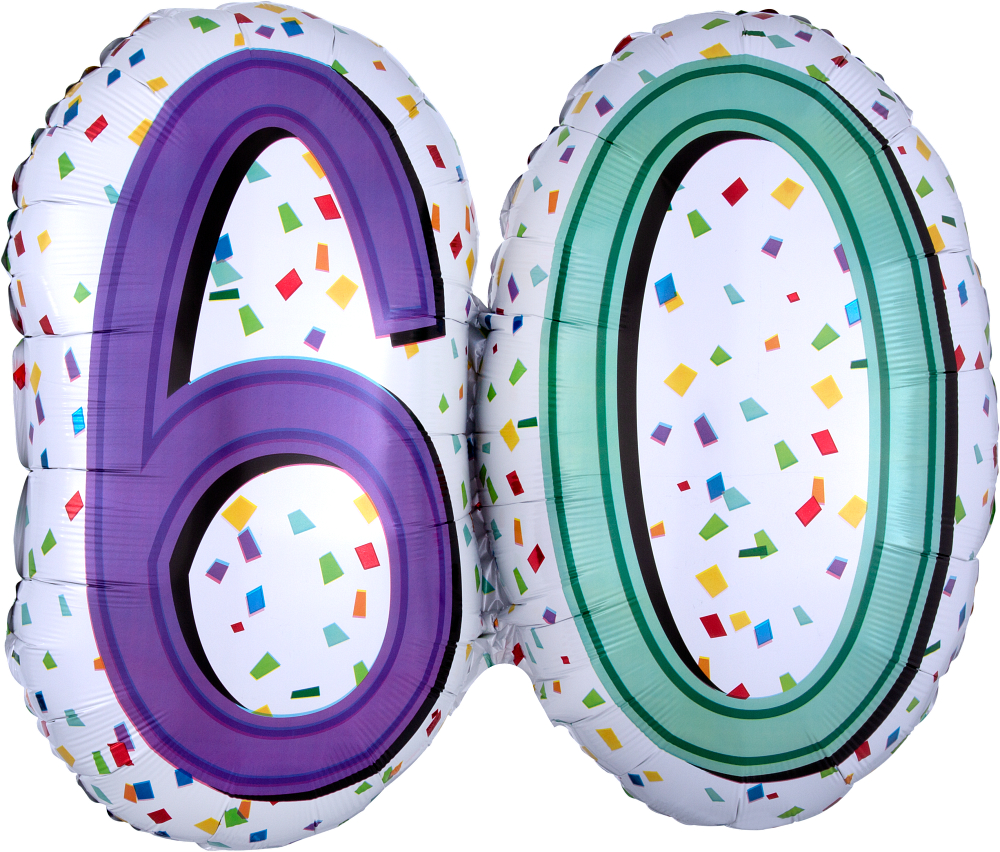 Folienballon XXL - Zahl 60 - Rainbow Birthday - 63cm