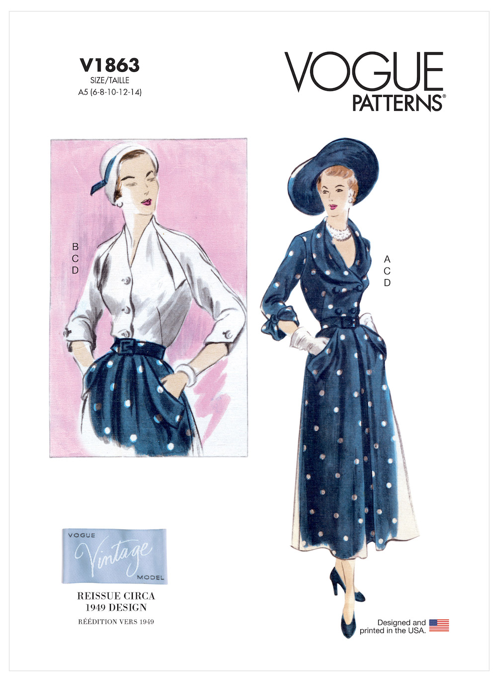 Vogue® Patterns Papierschnittmuster Damen - Vintage Bluse & Rock - V1863