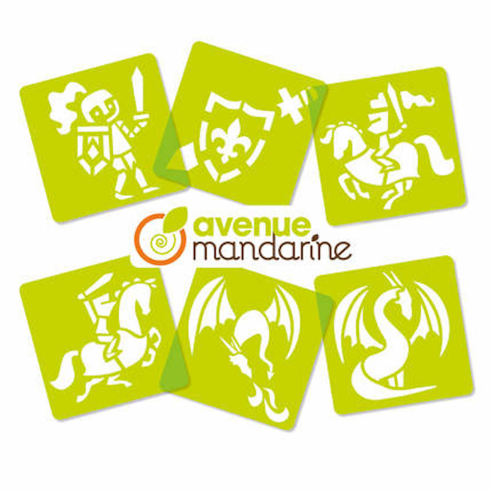 Avenue Mandarine, Set mit 6 Schablonen 15 x 15 cm für Kinder, Ritter