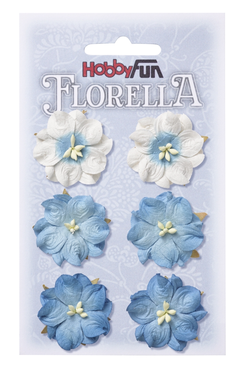 FLORELLA-Blüten aus Maulbeer-Papier 3,5 cm, blau, Btl. à 6 St.
