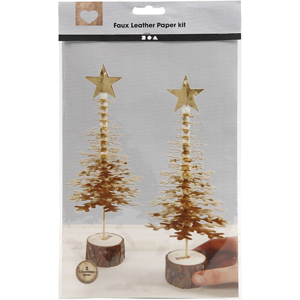 Materialset Weihnachtsbäume Lederpapier Gold, Stärke: 0,55 mm, 1 Set