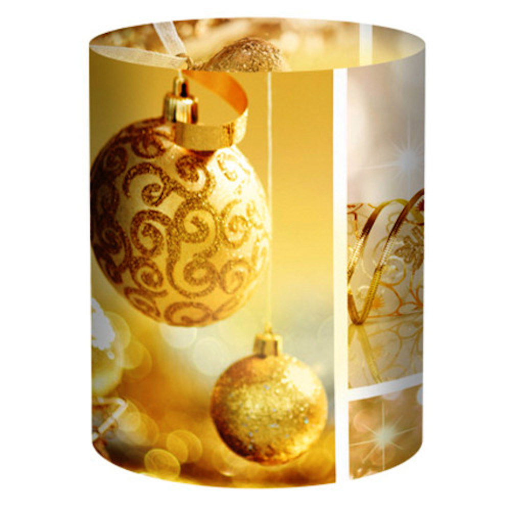 5 Transparentstreifen, Tischlicht "goldene Weihnachtskugeln - Motiv 119"  10x27cm, 115 g/m²