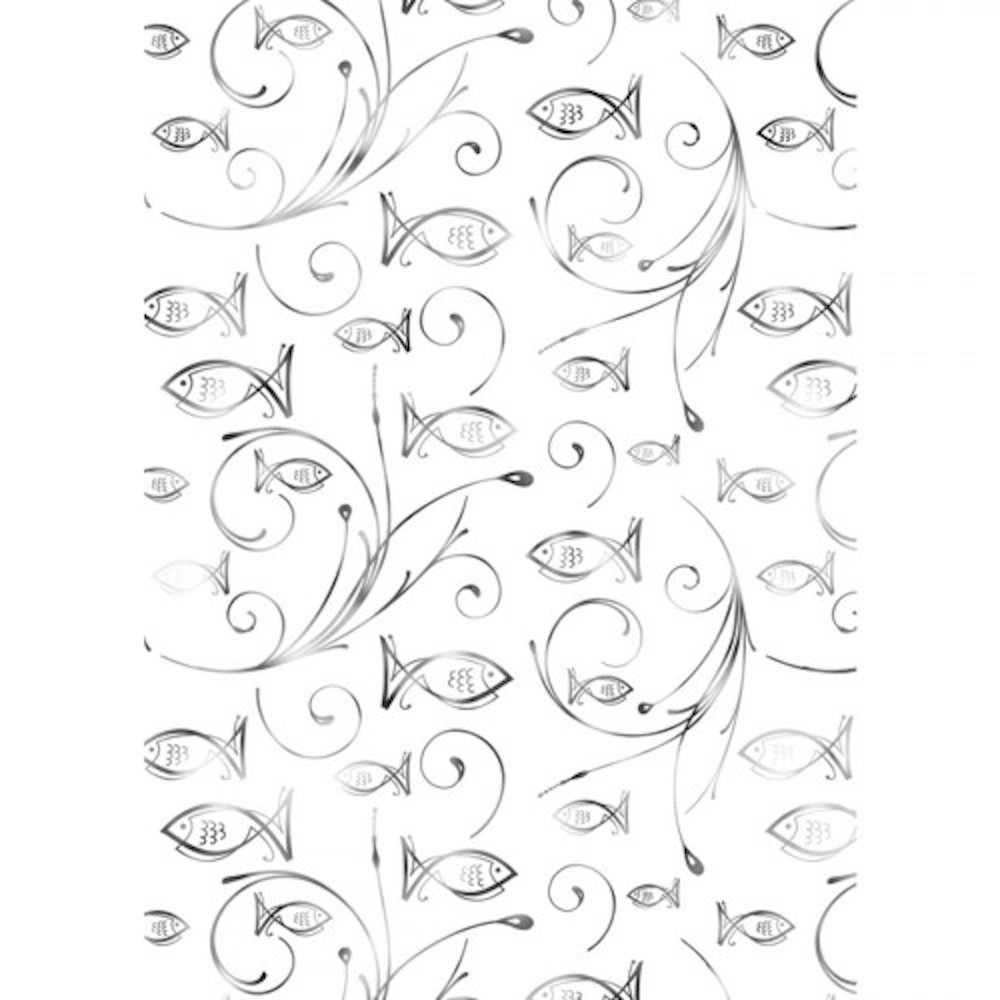 Designkarton "Charity" silber DIN A4 - 1 Blatt - Motiv 01 Fisch