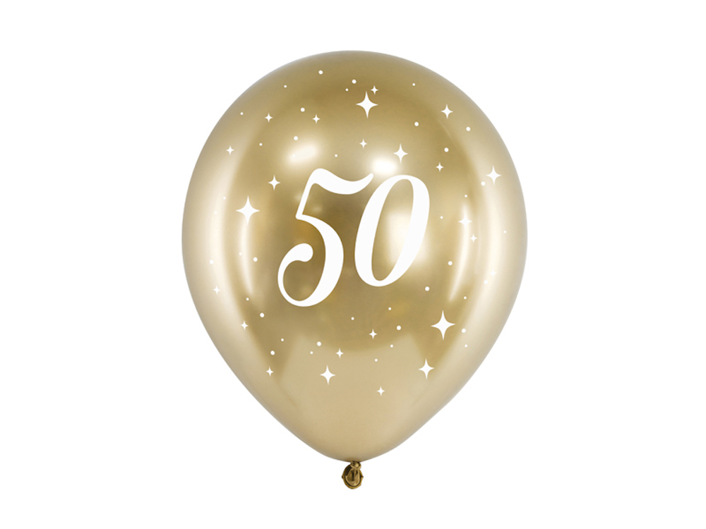 6 Motivballons - Ø 30cm - Glossy Gold