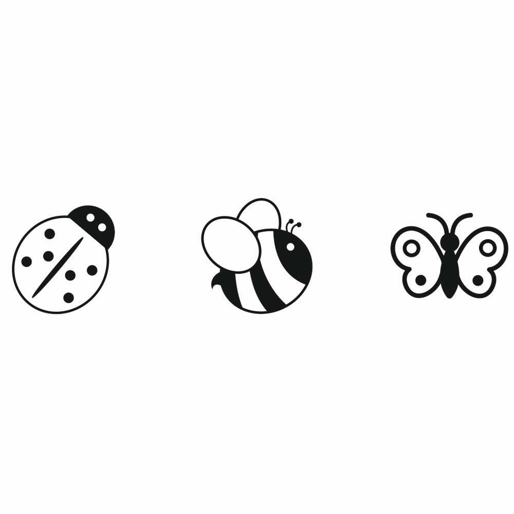 Stempel-Set, ø 15 mm, Marienkäfer, Biene und Schmetterling