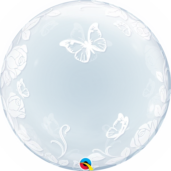 Deco Bubble - 61cm - Elegante Rosen & Schmetterlinge