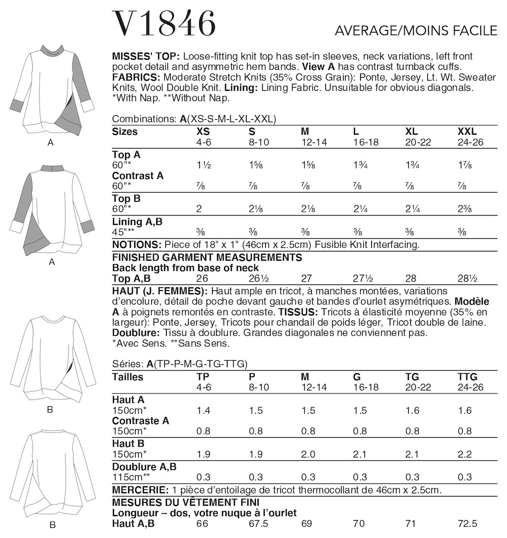 Vogue® Patterns Papierschnittmuster Damen - Oberteil - V1846