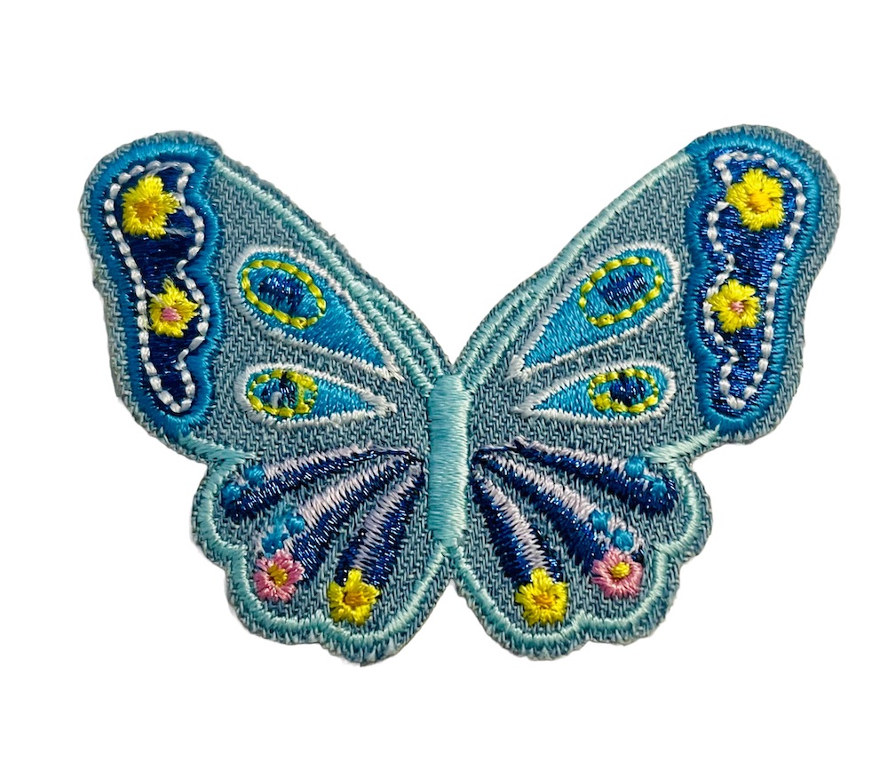 Applikation - aufbügelbar, Schmetterling, jeans 4,5x7cm, 1 Stück