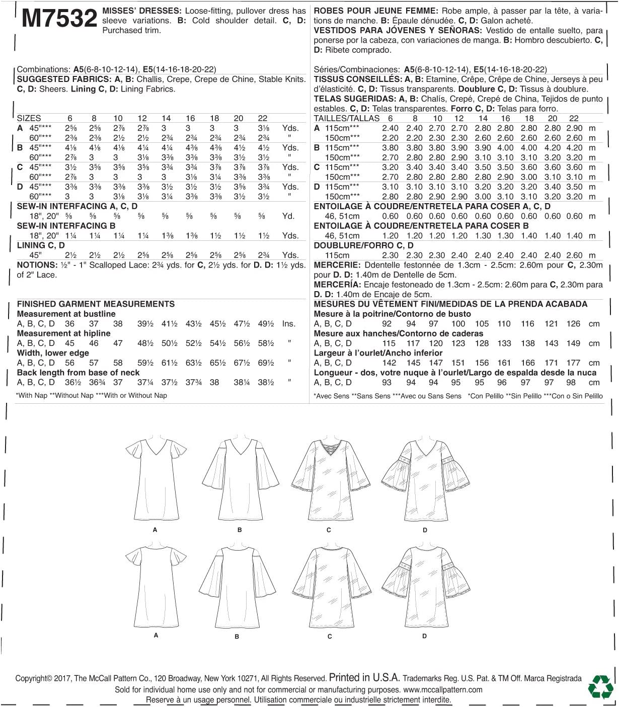McCall's® Papierschnittmuster Kleid Damen M7532