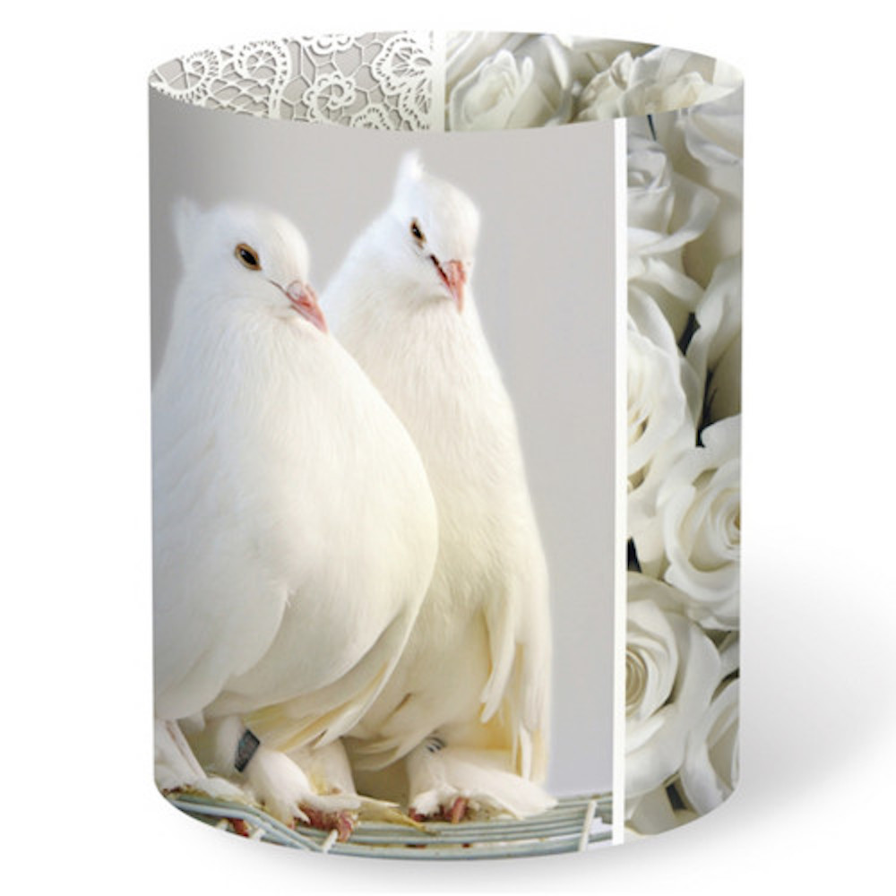 Mini-Tischlichter "Ambiente" weiße Tauben Motiv 112 - 5 Stück