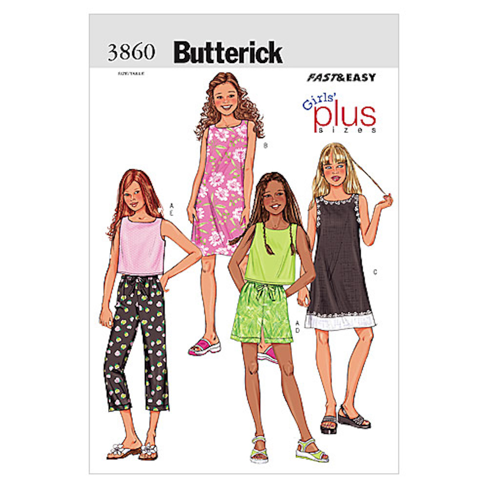 Butterick® Papierschnittmuster Top/Kleid/Shorts/Hose Mädchen B3860