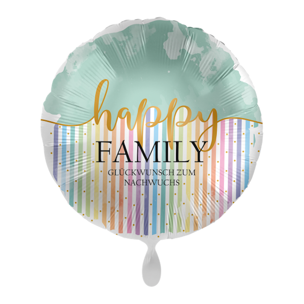 Folienballon rund - Happy Family - Glückwunsch zum Nachwuchs