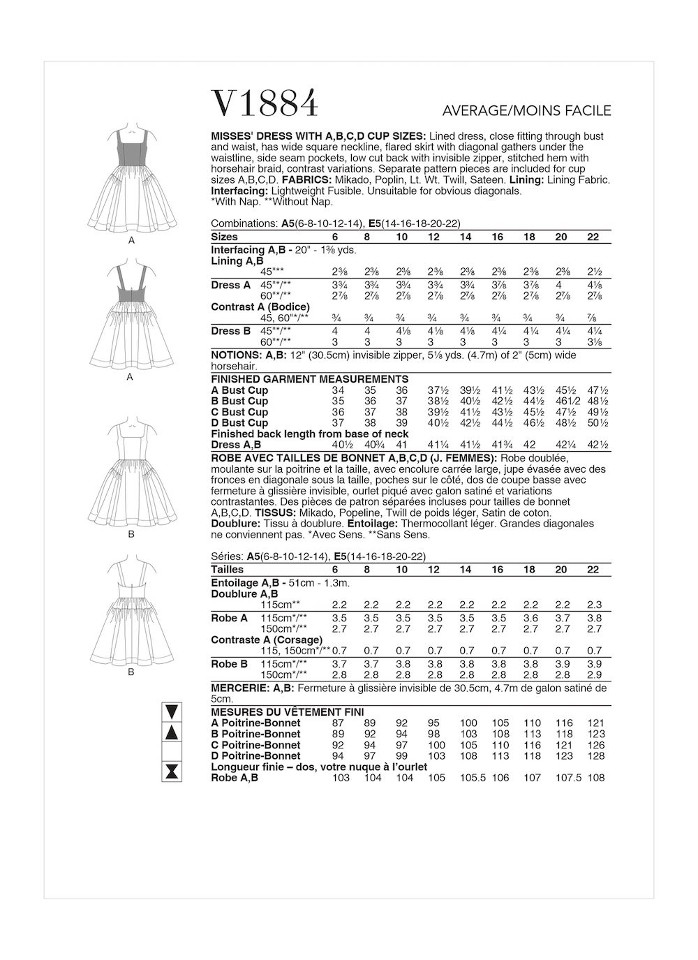 Vogue® Papierschnittmuster Damen - Kleid - V1884