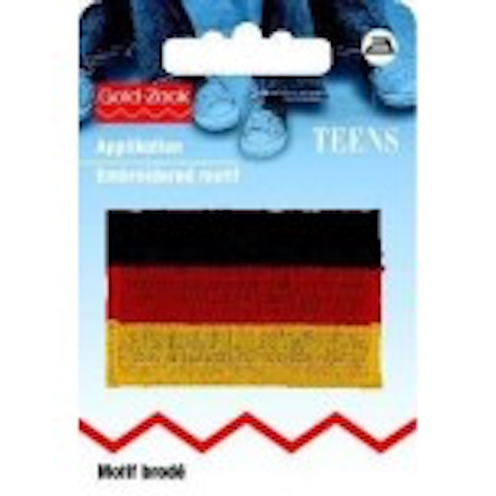 Applikation - aufbügelbar Fahne ca. 30 x 50 mm, schwarz/rot/gold Deutschland, 1 Stck. 