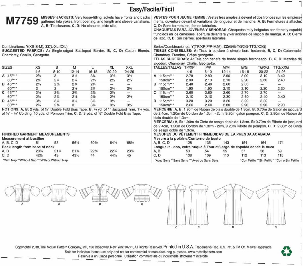 McCall's® Papierschnittmuster Kleid und Oberteil Damen M7759