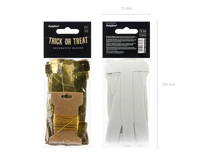 Banner Trick or Treat, gold, 12 x 80 cm