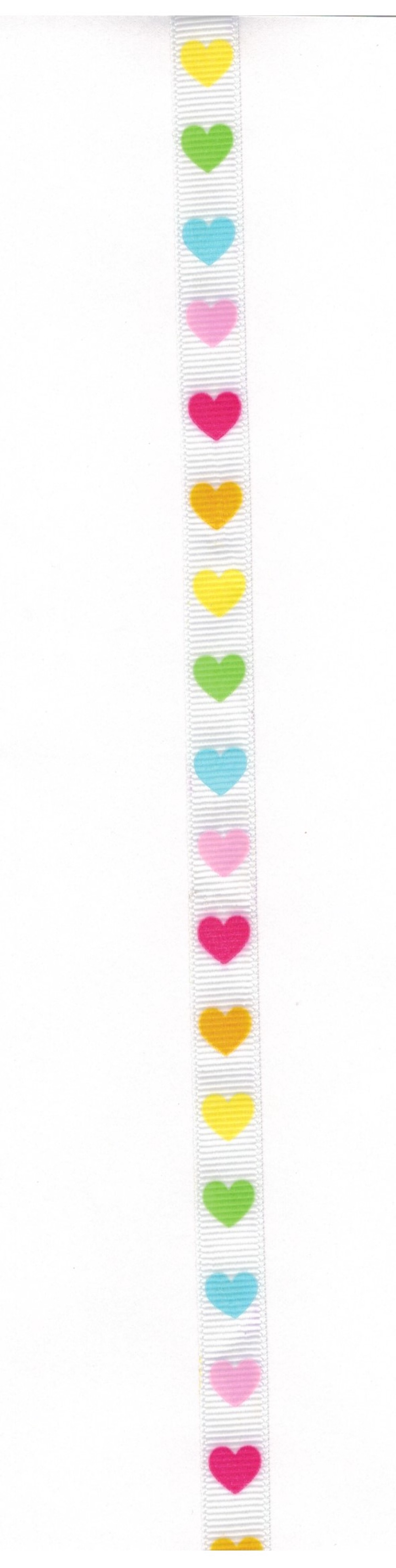 Ripsband 12 mm, Bunte Herzen