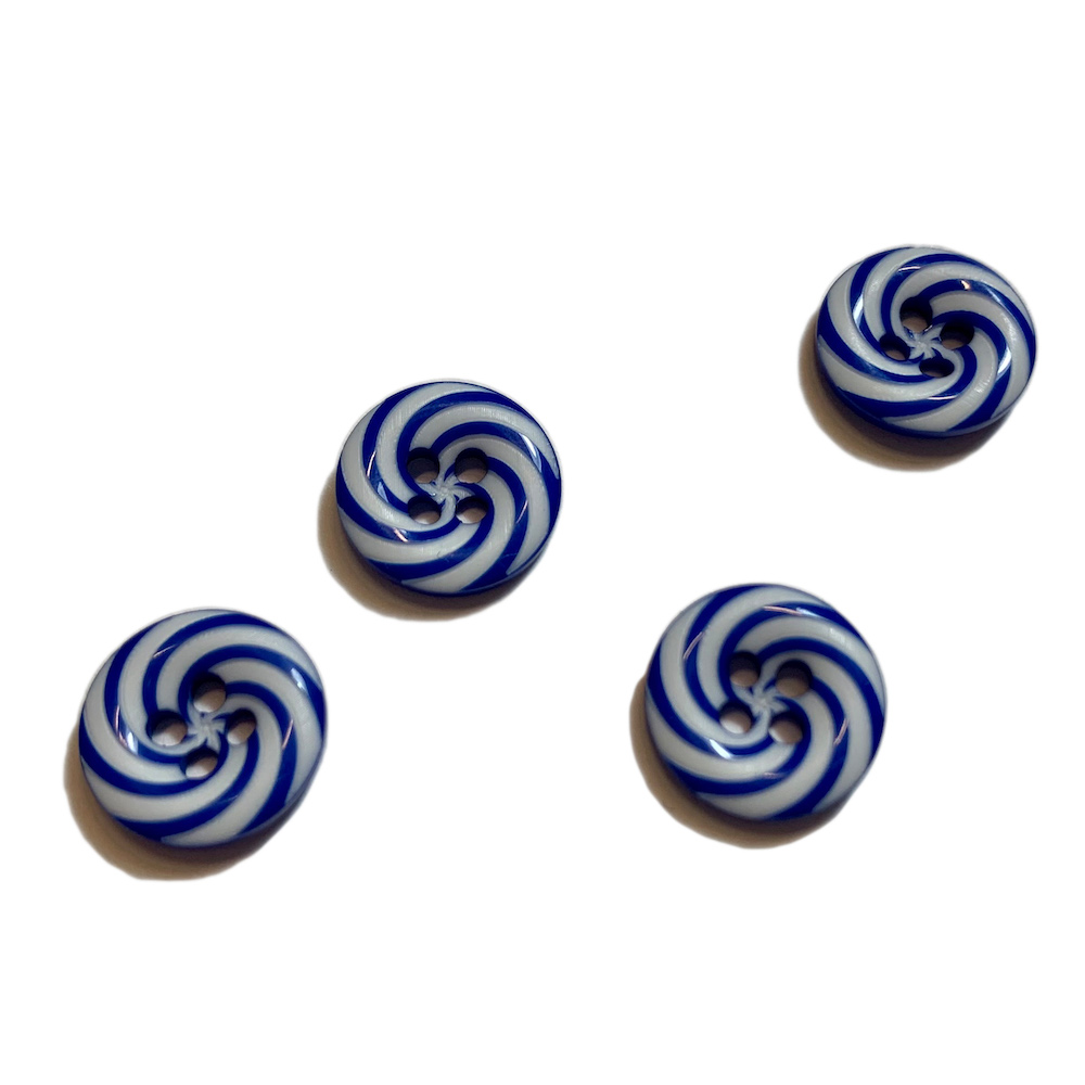 Kinderknopf, Lollipop, 4 Loch, blau-grundig, 1 Stück
