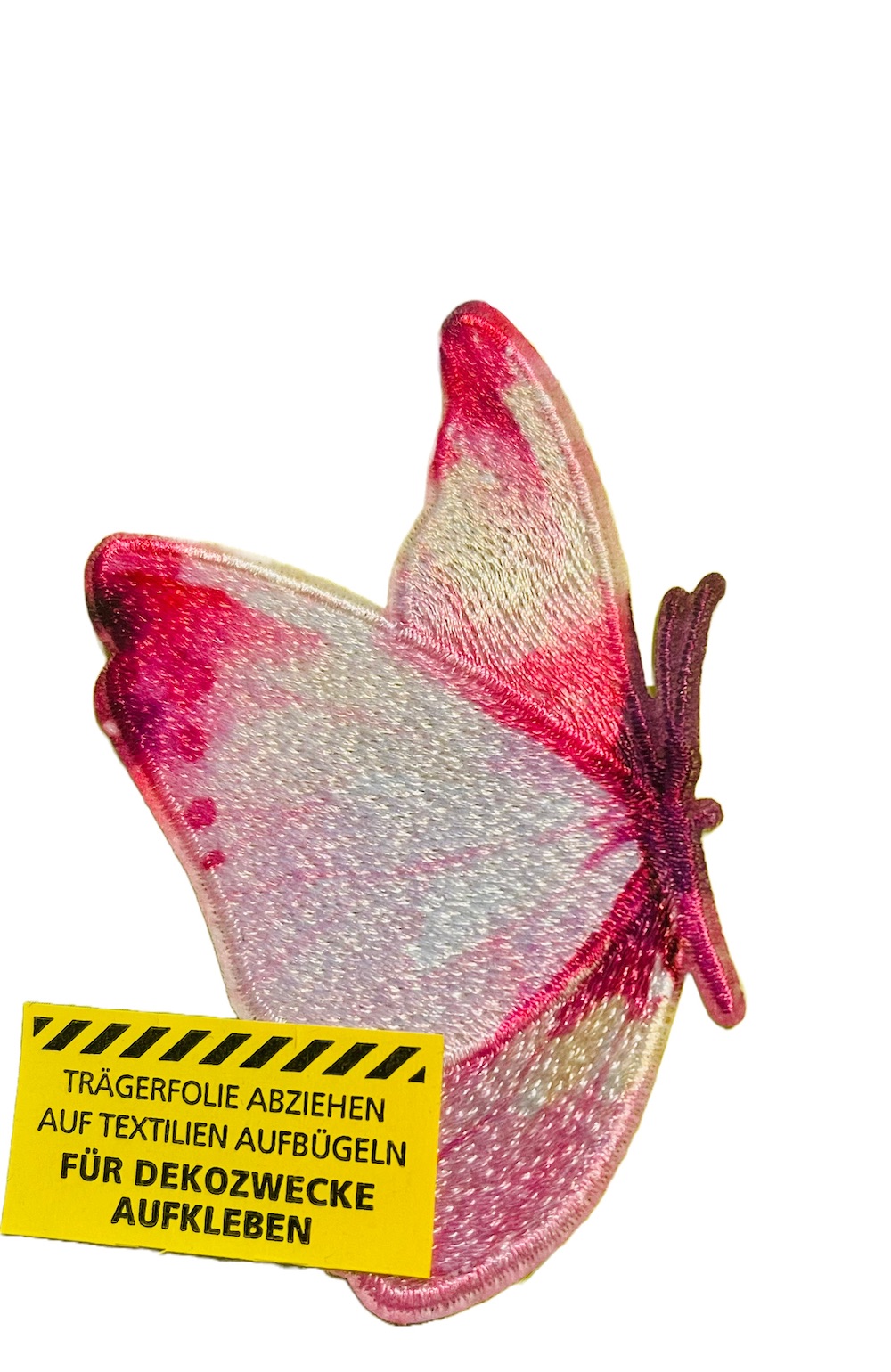 Applikation - aufbügelbar, Schmetterling, Batik pink, 5x8cm, 1 Stück