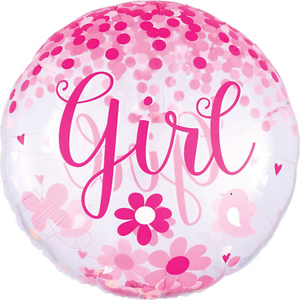 Folienballon XXL - Girl - Blumen Pink/Transparent - 71cm