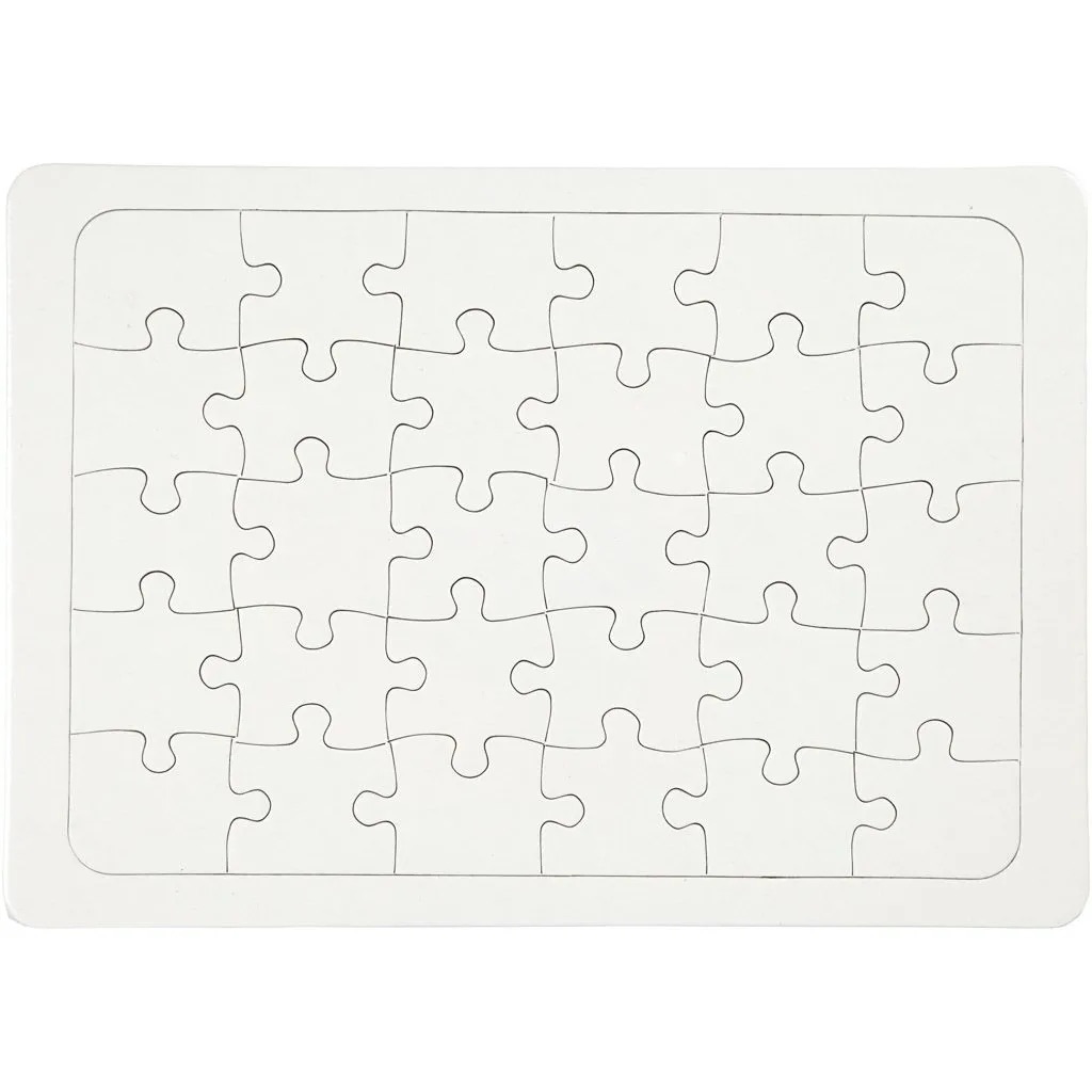 Puzzle aus Pappe; blanko, 15x21 cm, Weiß, 30 Teile, 1 Stk.