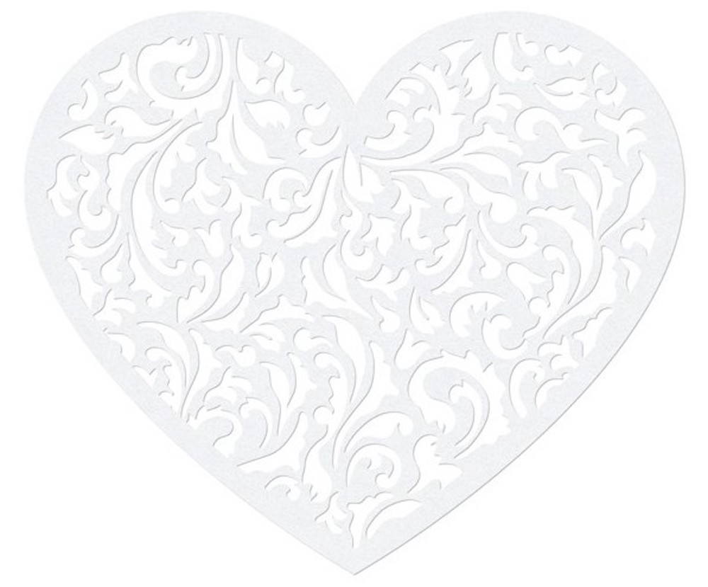 Papierdekoration Herz, perlmutt weiß, 10 Stück, 12x10cm