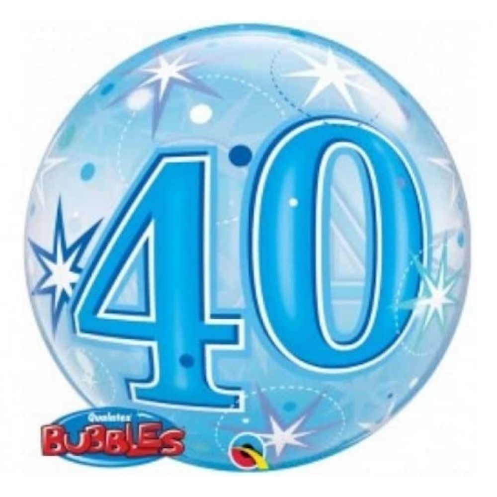 Folienballon Bubble - Zahl 40 - blau - 56cm